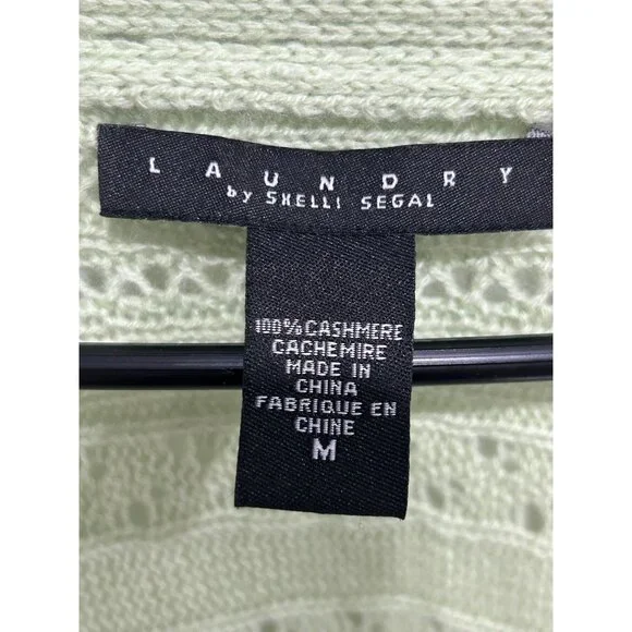 Laundry By Shelli Segal Cashmere Cardigan Wrap Sweater Green Sz Medium Tie Front - Picture 5 of 10